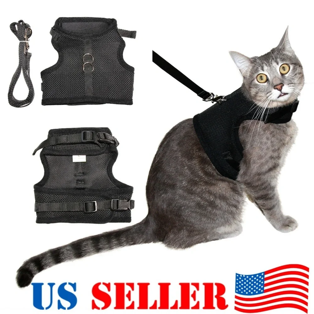 Cat Harness Vest w/ Leash Double Strap Red Medium Large Extra Large Sizes Avail